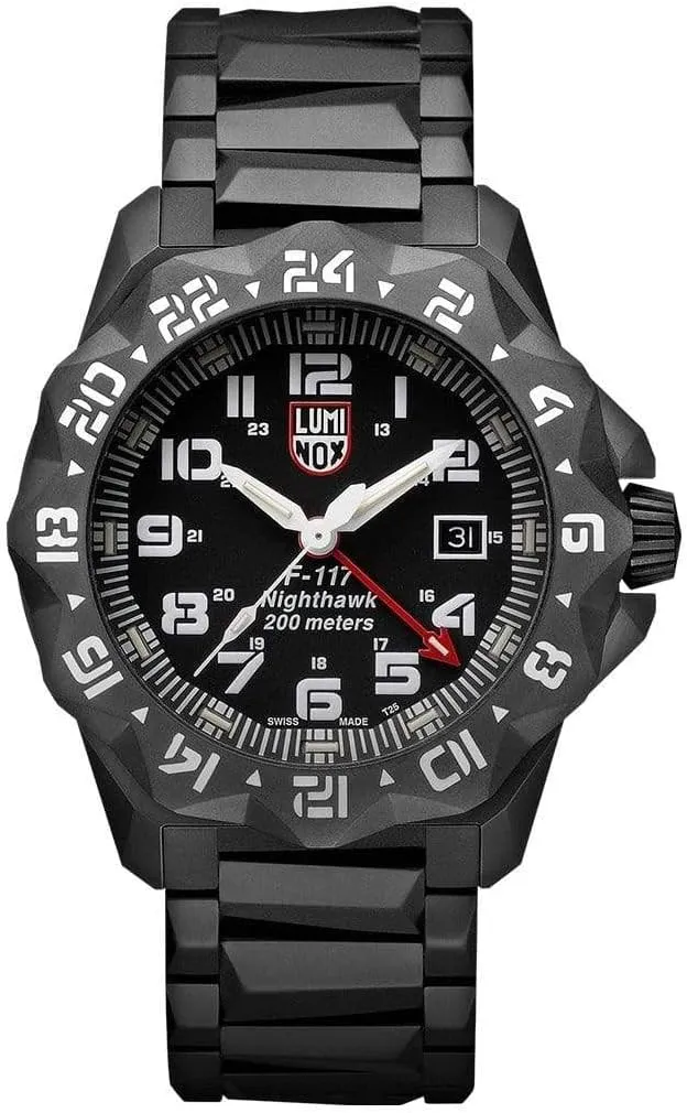 - 200m Water Resistant - Sapphire Glas - Mens Watches - Made rivet deadly gnaw posthumously boost in Switzerland Luminox - F-117 Nighthawk - Mens Watch 44mm - Pilot Watch in Black Date Function Second Time Zone 