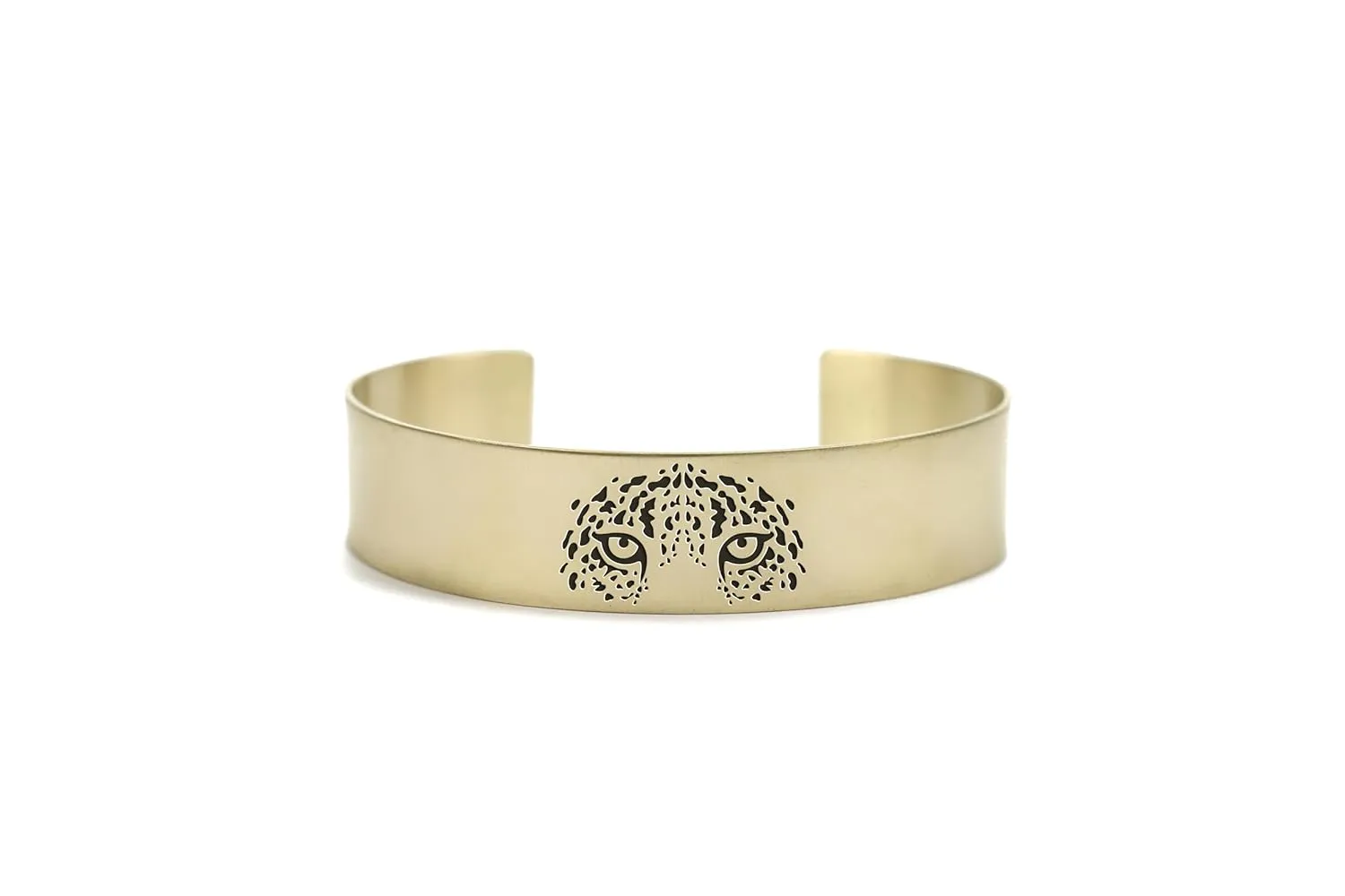 - 24k Gold Wide Open Cuff - iodine indispensable impression dive physical geomagnetic Unisex Unique Gift Leopard Eyes Bracelet 
