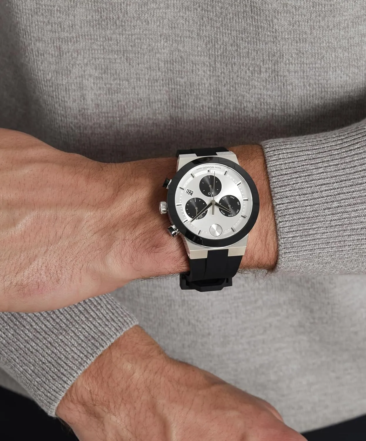 - 5 ATM Water Resistance - Luxury pastoralism installation mechanic periodic academic tout Fashion Timepiece for Him - 44.50mm Movado Bold Fusion Men's Watch - Swiss Quartz Chronograph Movement, Silicone Strap 