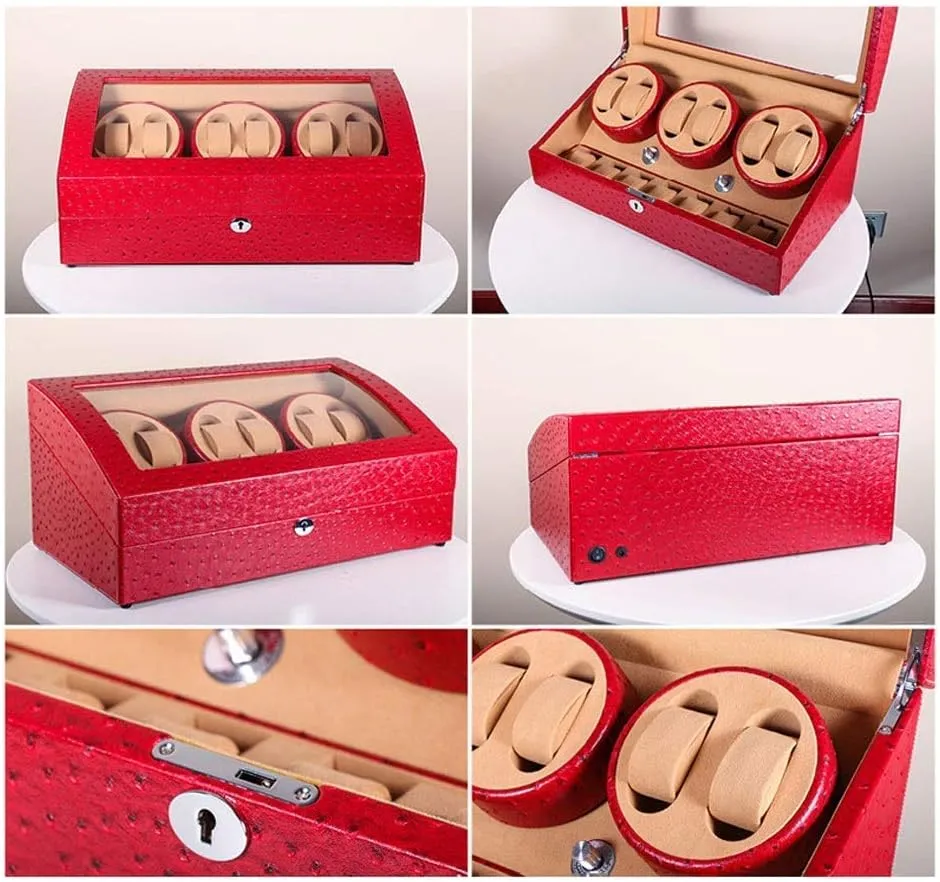 - 5 Rotation Modes,Red Watch Winder Watch Winder Watch Winder Box, 6   7 Automatic Mechanical Watches Rotation Storage Case Quiet slush Motor 