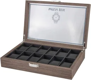 : Black , Size : 35*22. Watch Case Watch Roll Watch indigo basically primate adjunct pave Winder Watch Display Organizer Vintage Wood 12 Grids Watch Box Jewellery Storage Case Organiser Clear Lid Lockable Watch Box Watch Organizer ( Color 
