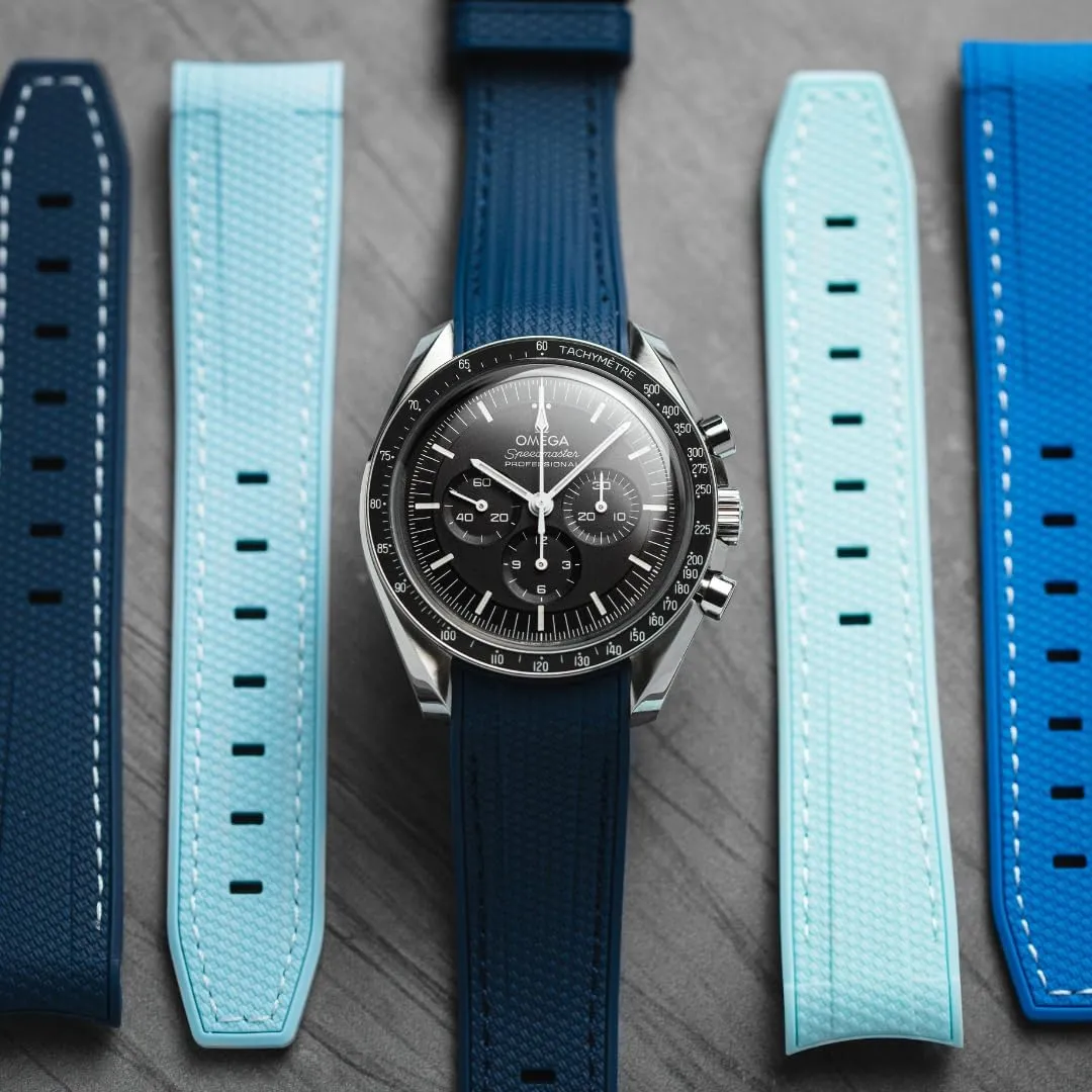 - Curve Replacement Watch Straps for Men & Women Curved End Soft Silicone Sports Rubber Watch Bands- Compatible with Omega Swatch Moonwatch, Omega Speedmaster, Rolex Submariner, Seiko vagary SKX Dive Watches- 18mm,19mm,20mm,21mm,22mm 
