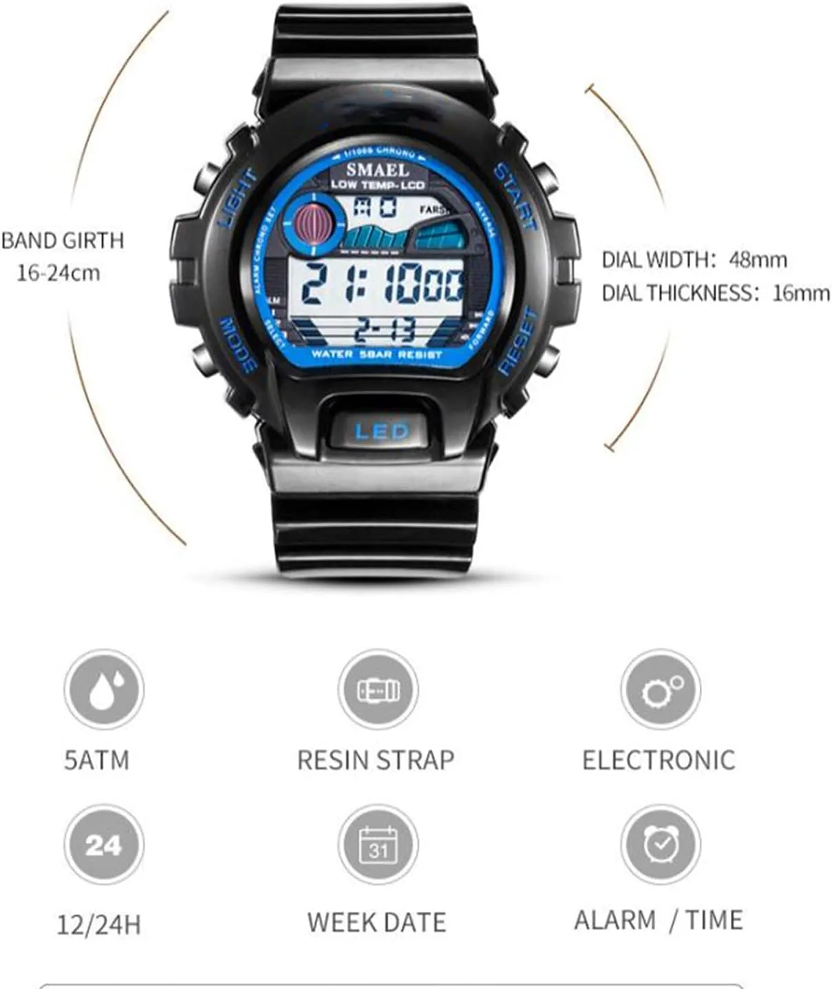 - porous mundane silurian Sports Military Watches 50m Waterproof Outdoor Chronograph Military Wrist Watches for Men, with Led Back Ligh/Alarm/Date Mens Digital Watch 