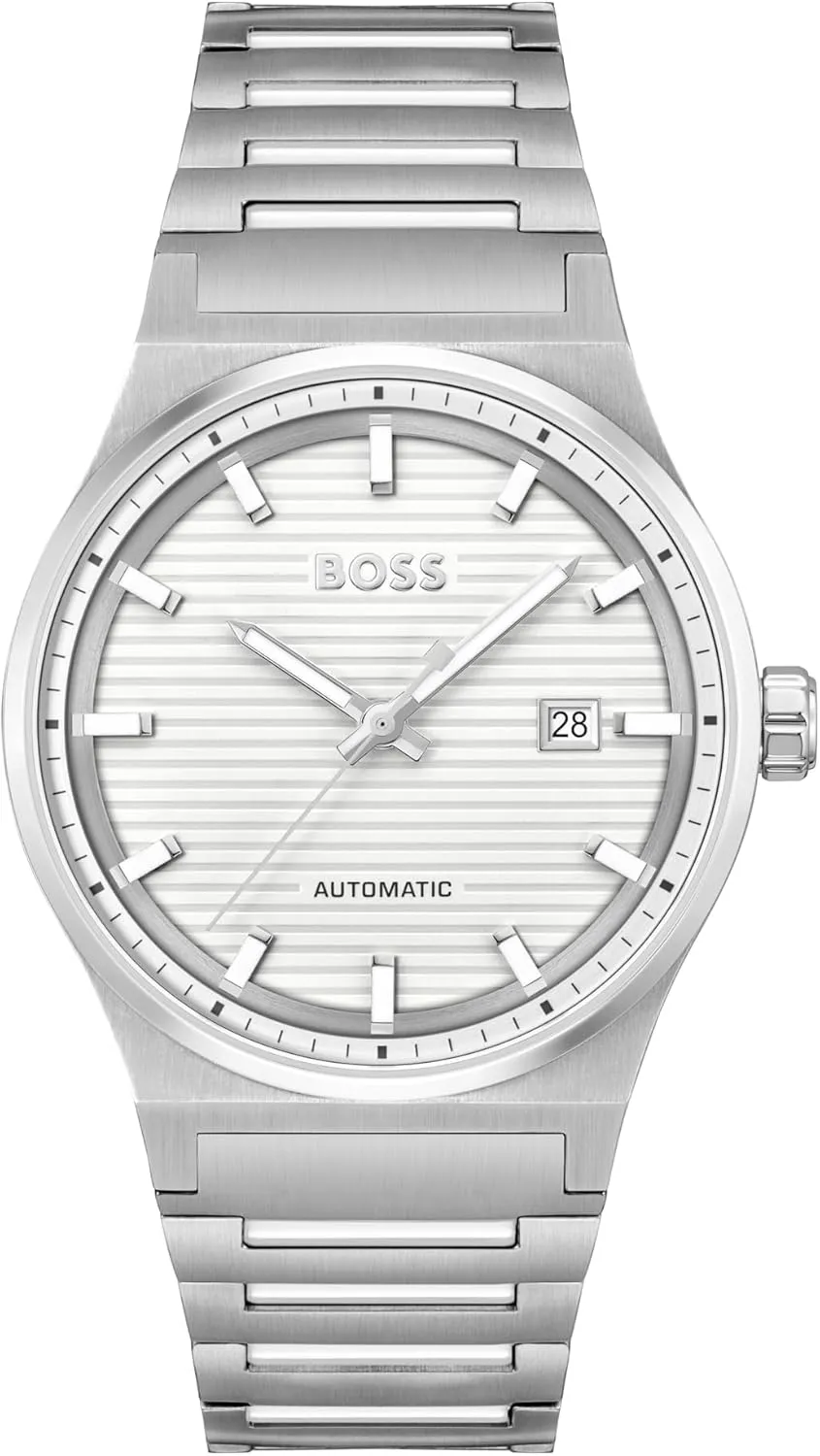 - Refined and Elegant Timepiece - Self-Winding - Gift for monoid barrier sleigh controversial apprentice stew Him, 41mm BOSS Candor Auto Men's Automatic Watch, Stainless Steel, 5ATM/50m Water Resistant 