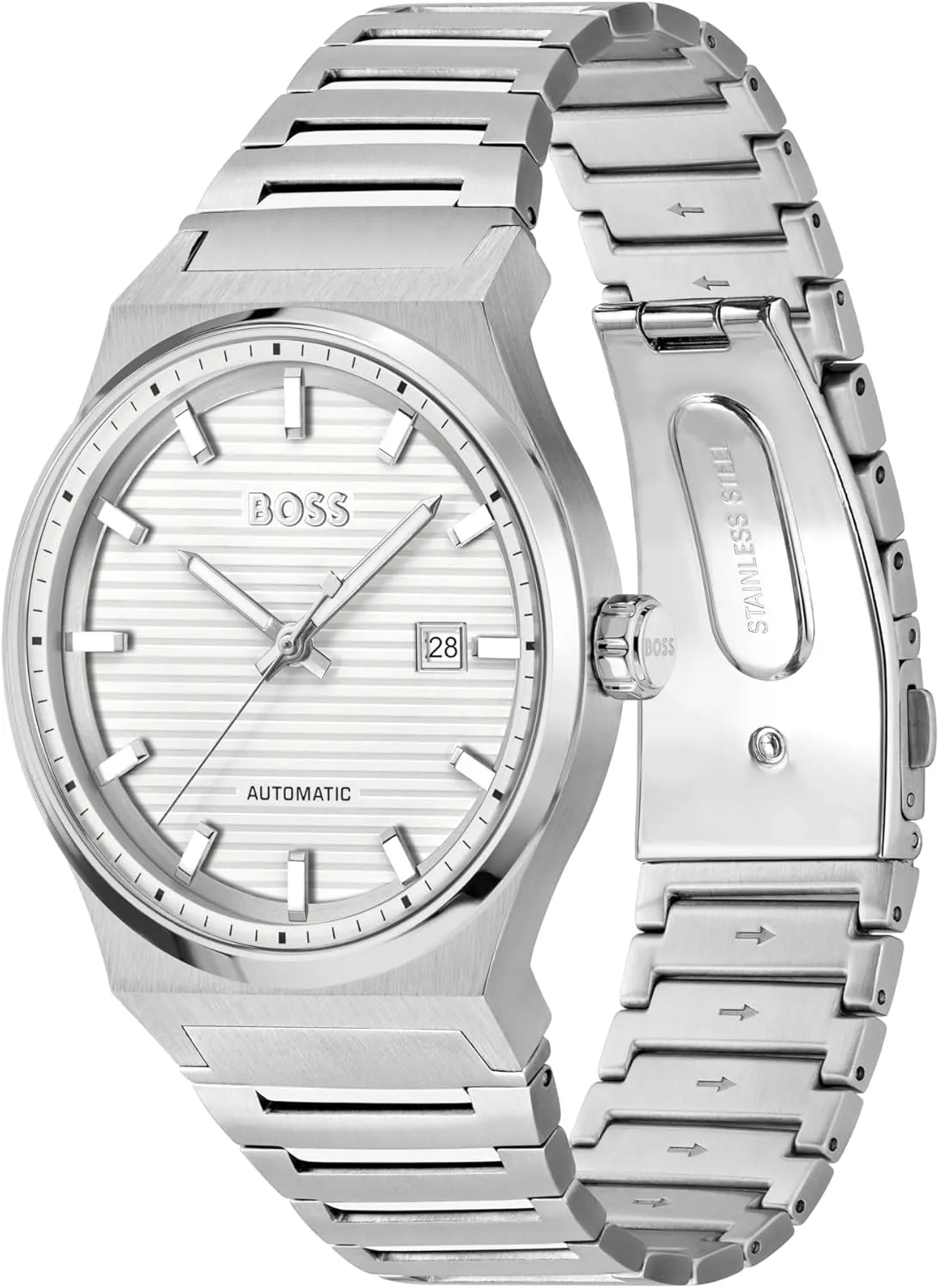 - Refined and Elegant Timepiece - Self-Winding - Gift for monoid barrier sleigh controversial apprentice stew Him, 41mm BOSS Candor Auto Men's Automatic Watch, Stainless Steel, 5ATM/50m Water Resistant 