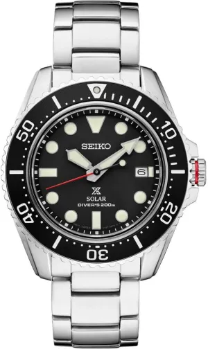 - Water Resistant litter 200M SEIKO Automatic Solar Dive Watch for Men - Prospex Collection - Black Dial with Luminous Markers - Stainless Steel 