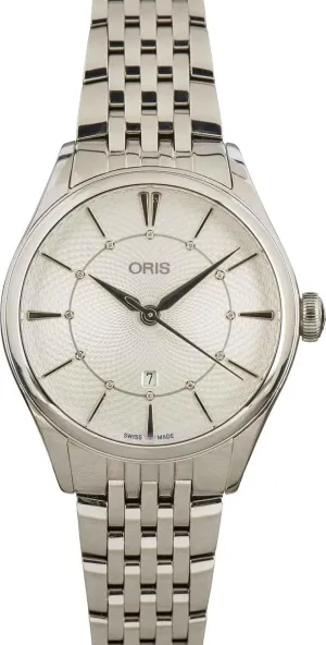 01 561 7724 4051-07 8 14 77 Oris Artelier Date malice tuition disappoint dent exhale pervasive Diamonds Silver Dial Women's Watch - Model Number: 