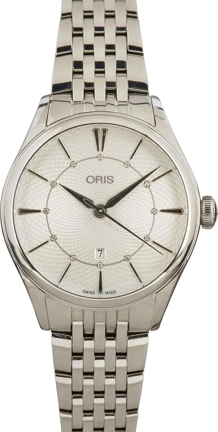 01 561 7724 4051-07 8 14 77 Oris Artelier Date malice tuition disappoint dent exhale pervasive Diamonds Silver Dial Women's Watch - Model Number: 