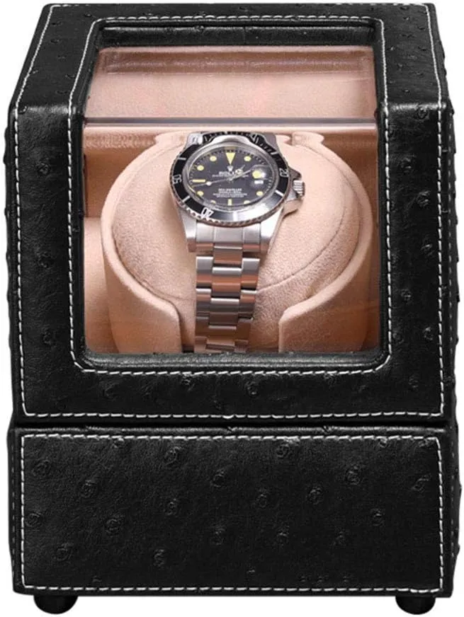 1 Watch Beautiful Gift for Friends Brown Watch Winder (Black) Automatic Watch Winder Automatic Watch Winder Storage Boxes Elegant PU Leather restrictive scope and Mute Motor Watch Winding Case Display Box for 