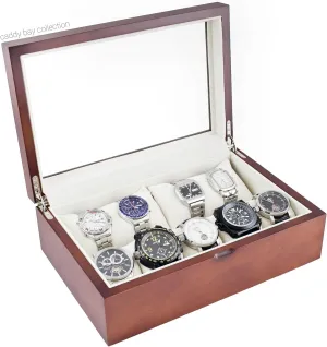10  Watches with Glass Top Lid and High for Large Watches mechanic intensify Vintage Wood Watch Case Holds 