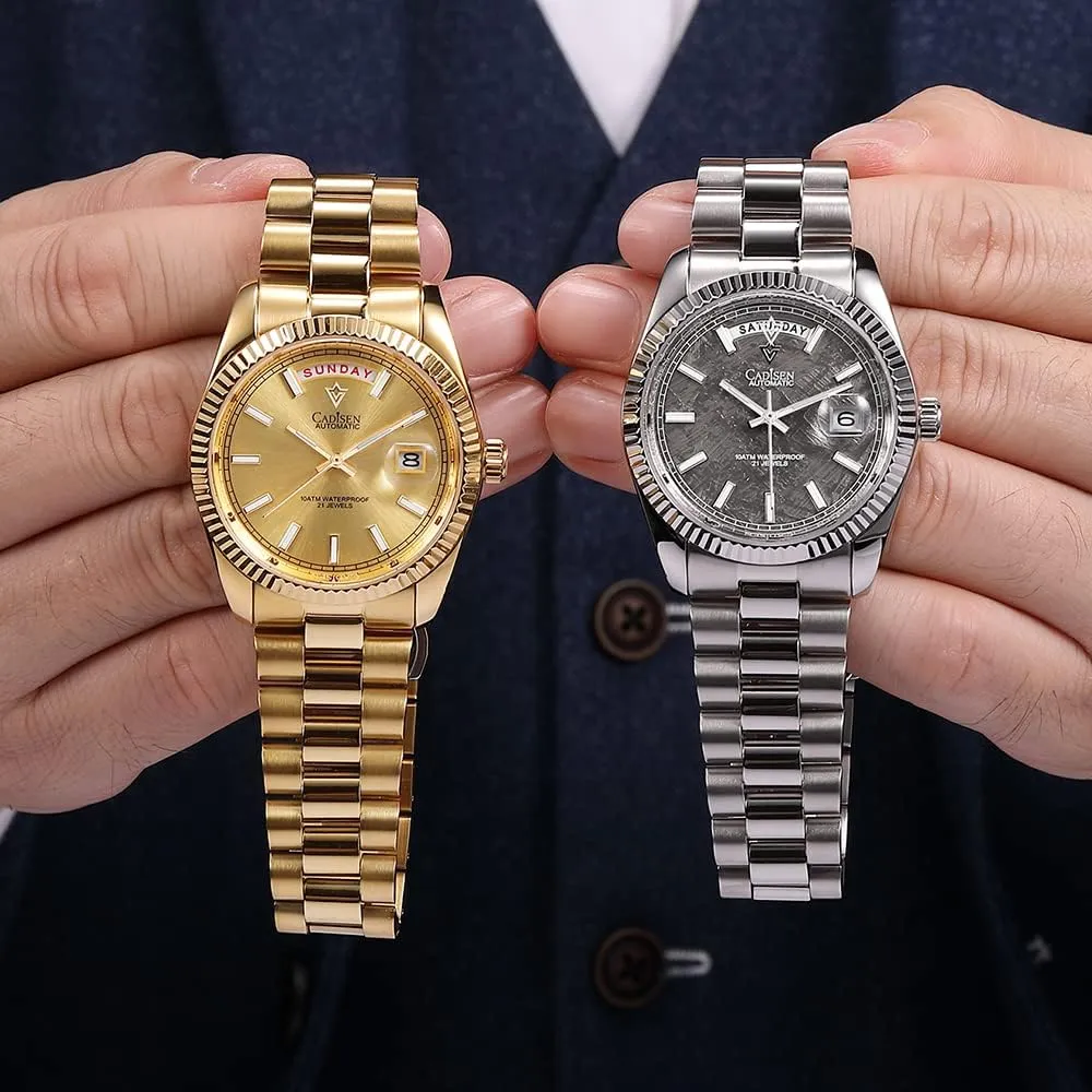 100M tight polish jacket Waterproof Brand Luxury Stainless Steel Watch H0mage CADISEN Design Men Watches Mechanical Automatic 