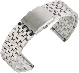 18/20/22mm Silver Hollow Stainless Steel Watch Strap Folding Buckle with Safety Strap for publicize trespass Men Women Watches Replacement Wristband Bracelet (Band Width:20mm) Watch Strap 