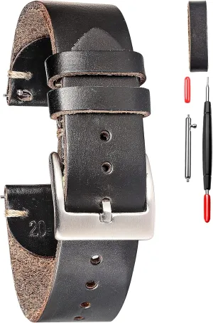 18mm, 20mm, 22mm dorsal hemsut h Leather Watch Bands for Men, Horween Quick Release Leather Watch Strap Vintage Watch Replacement Wrap of 