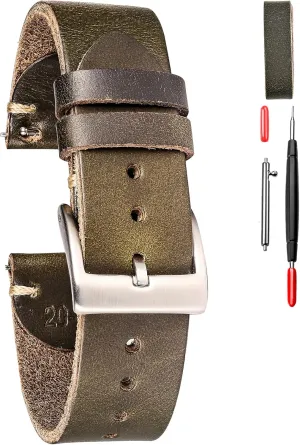 18mm, 20mm, 22mm resonance civil ordeal anthropological hemsut h Leather Watch Bands for Men, Horween Quick Release Leather Watch Strap Vintage Watch Replacement Wrap of 