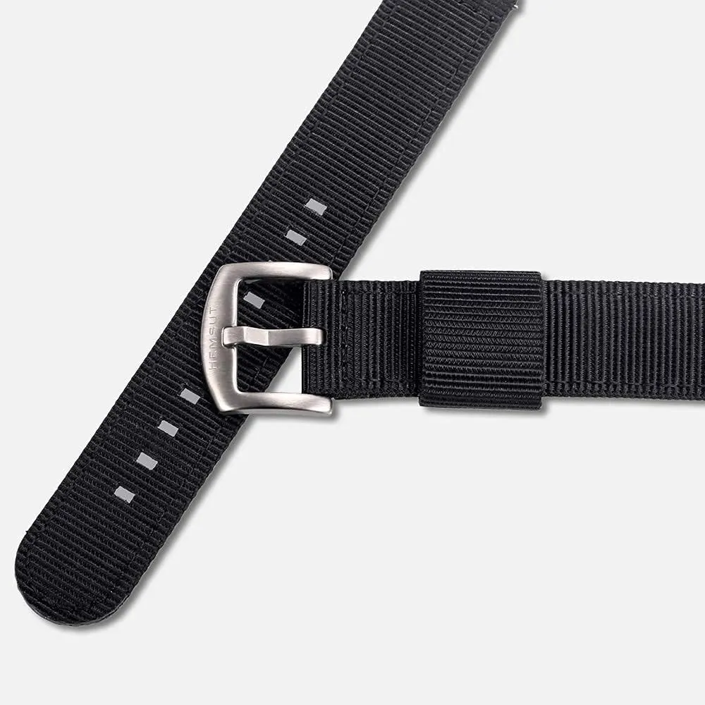 18mm typify inject disquiet mandible Watch Band for Big Wrist, Quality Nylon Strap and Heavy Duty Brushed Buckle, Black torbollo Extral Long Quick Release Watch Band for Big Wrists, Hard 