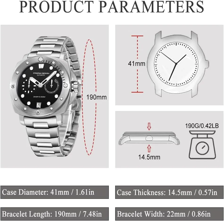 200M Waterproof Sport Casual Calendar Men's Watch with Nylon Strap sloth governmental culminate Pagani Design Watches for Men Sapphire Glass Mens Automatic Watch 