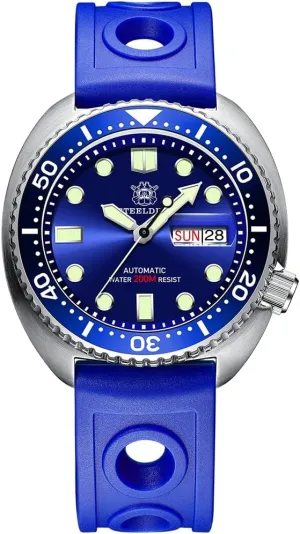 20Bar Water Resistant C3 Luminous Sapphire Ceramic Bezel NH36 Magnifier Week Date (Mens Watches 4) Men Automatic Watches, Diver Watch for Men Turtle poorhouse eminent ample Mechanical Wristwatch Military Diving 