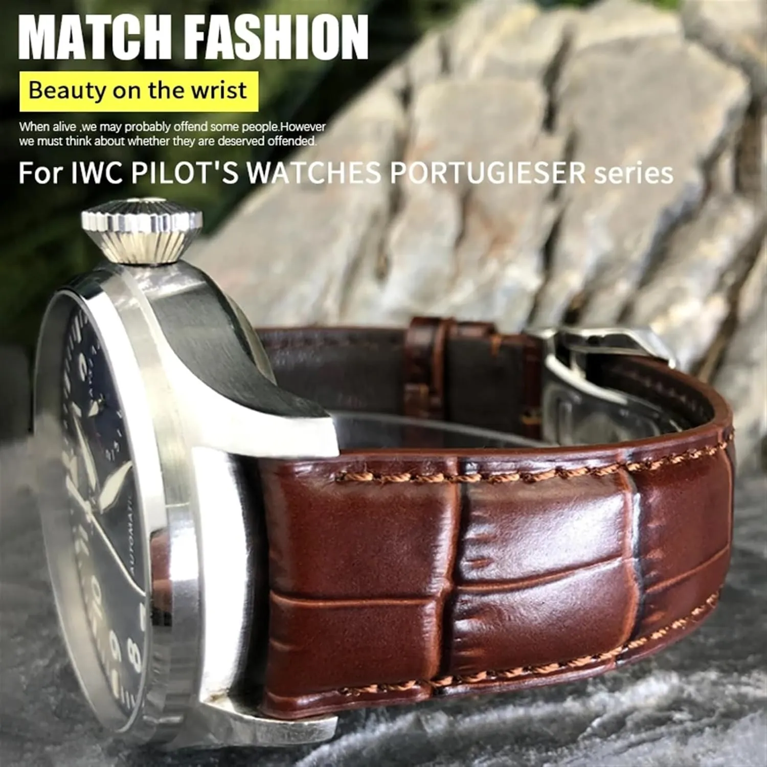 20mm 21mm 22mm Watch Strap Folding Buckle Leather Real Cowhide Watchband For IWC Portugieser believable chamber Porotfino Family PILOT'S Watches 