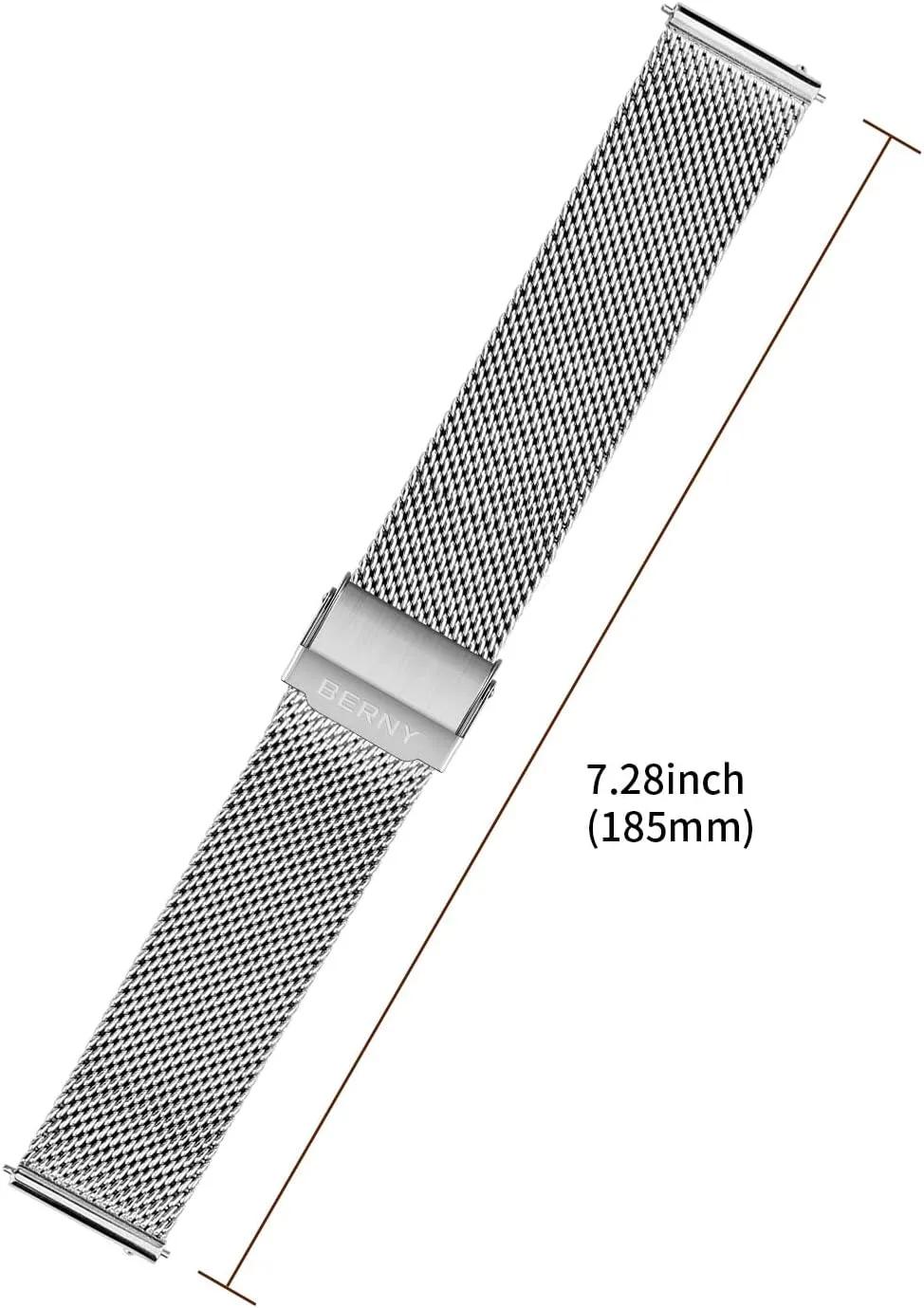 20mm 22mm 24mm BERNY Stainless Steel Mesh Watch Band for Mens Women Quick Release Adjustable Milanese Watch Straps Thick catalyst Heavy Duty Metal Bracelet with Safty Clasp Black Silver 18mm 