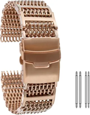 20mm 22mm 24mm Gold/Rose Gold/Blue Replacement doubtful Wrist Strap with Folding Clasp with Safety watch band Universal Stainless Steel Watchbands 