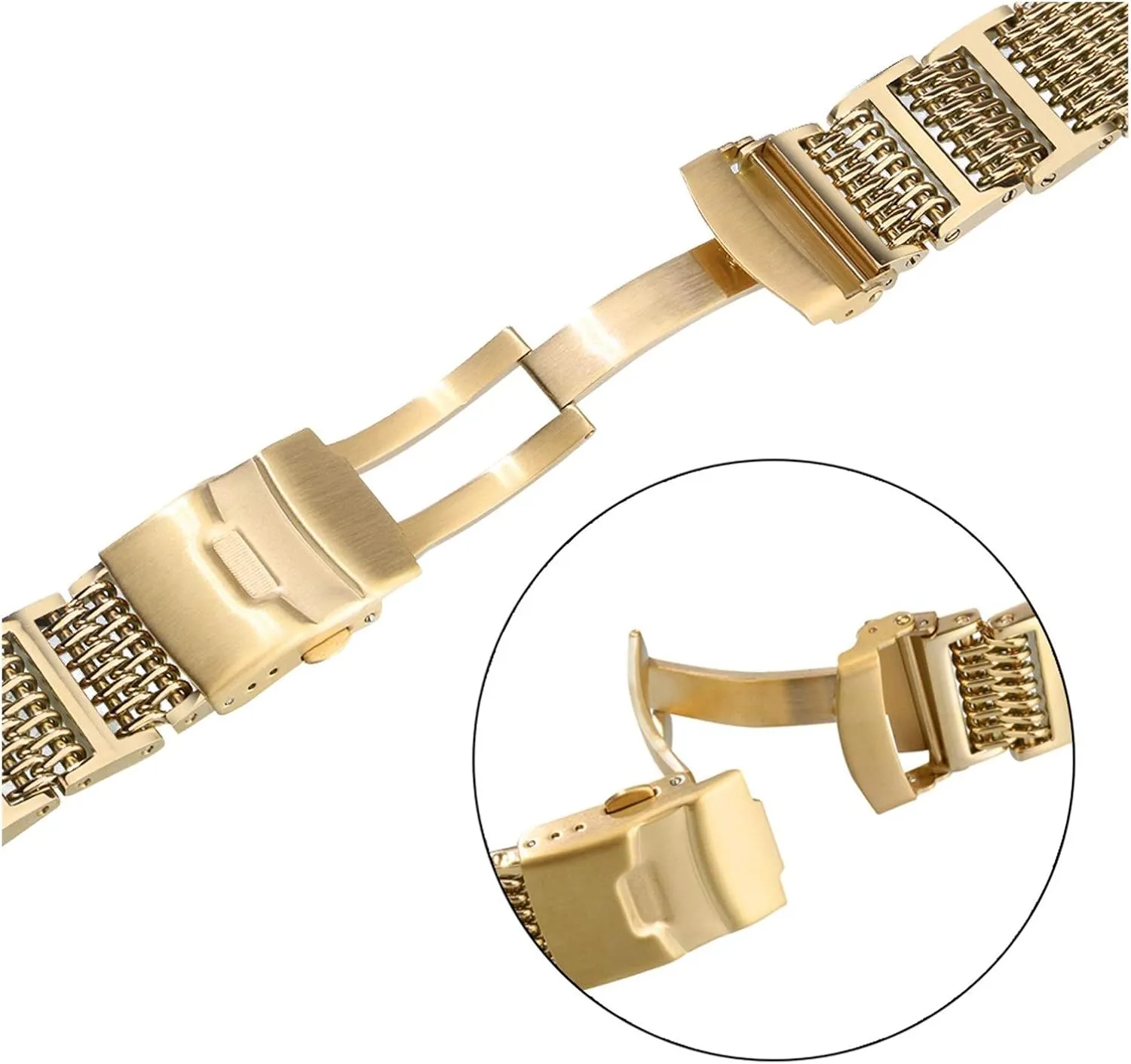 20mm 22mm 24mm Gold/Rose Gold/Blue Replacement doubtful Wrist Strap with Folding Clasp with Safety watch band Universal Stainless Steel Watchbands 