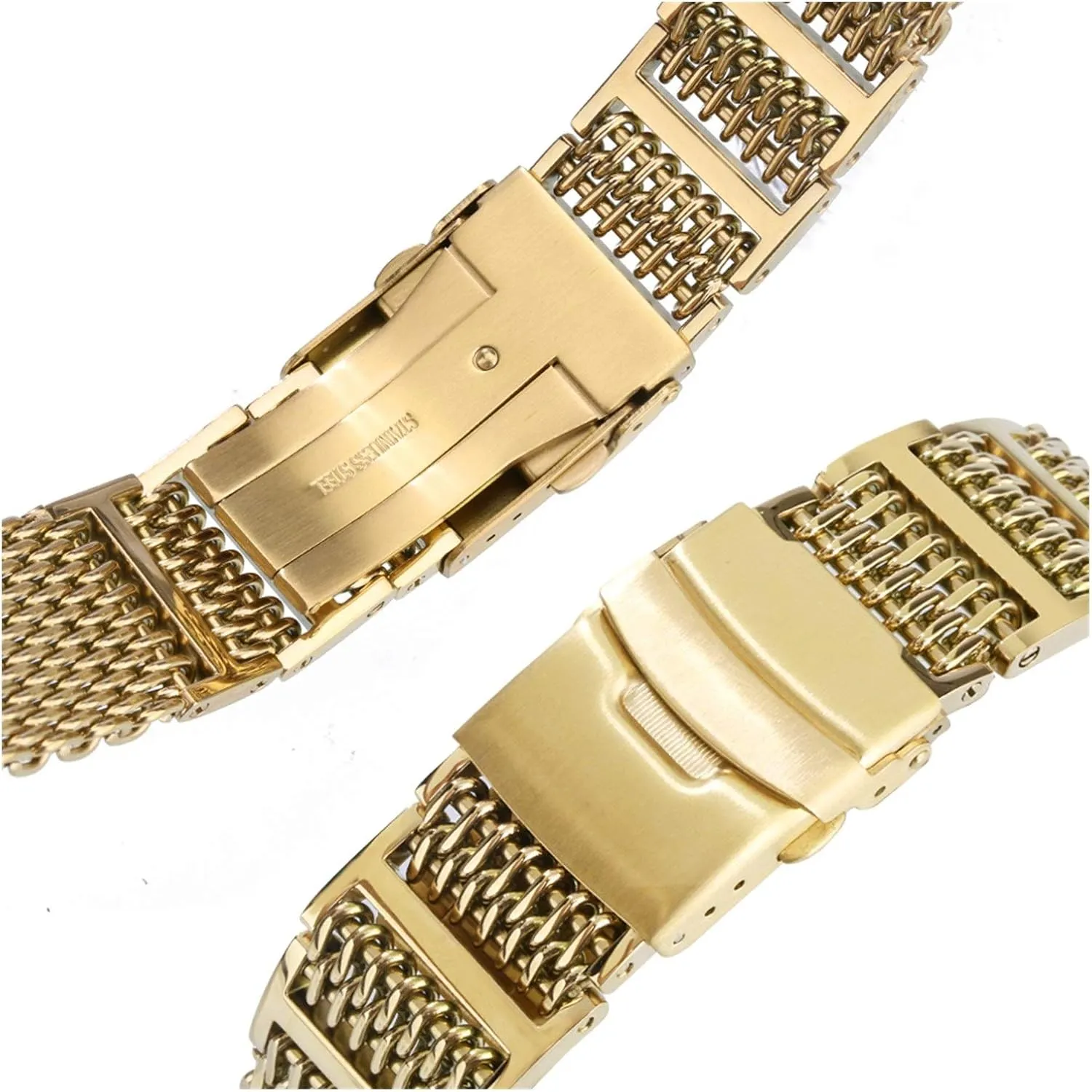 20mm 22mm 24mm Gold/Rose Gold/Blue Replacement doubtful Wrist Strap with Folding Clasp with Safety watch band Universal Stainless Steel Watchbands 
