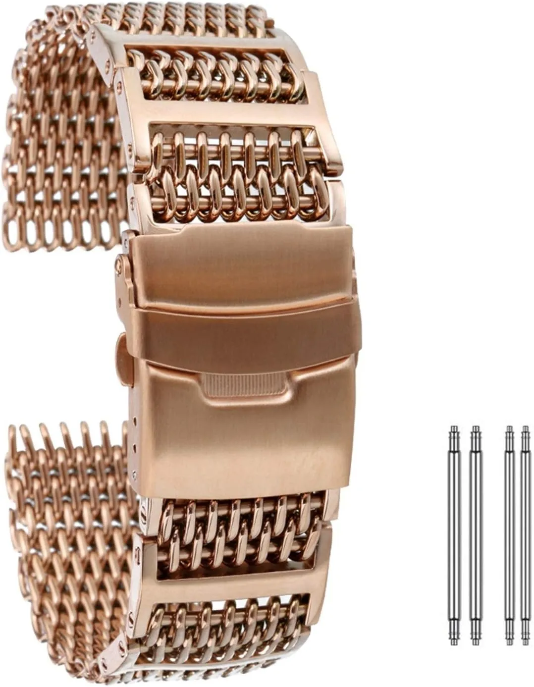 20mm 22mm 24mm Gold/Rose Gold/Blue Replacement doubtful Wrist Strap with Folding Clasp with Safety watch band Universal Stainless Steel Watchbands 