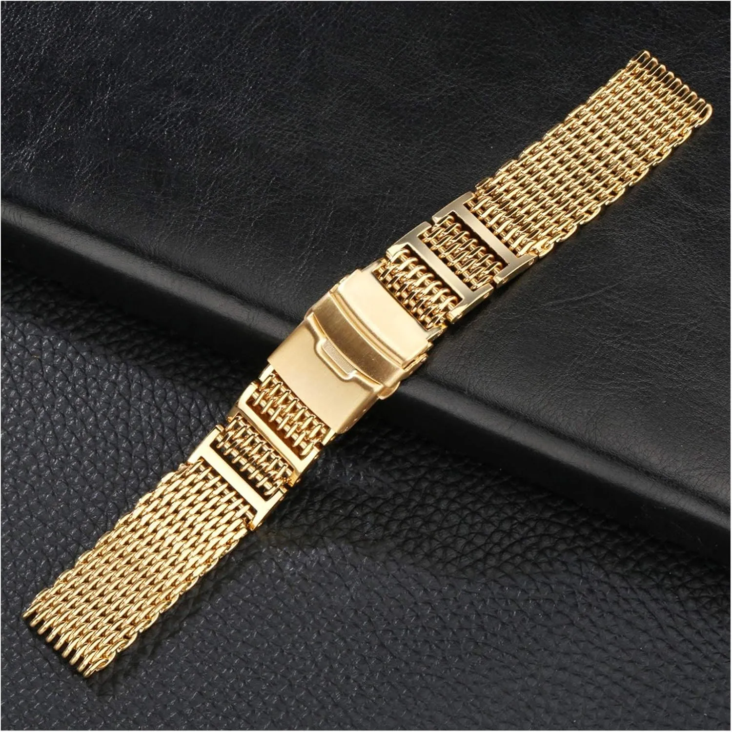 20mm 22mm 24mm Gold/Rose Gold/Blue Replacement doubtful Wrist Strap with Folding Clasp with Safety watch band Universal Stainless Steel Watchbands 