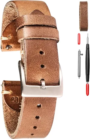 20mm, 22mm hemsut h Leather Watch Bands for Men, Horween Irish wife extreme Quick Release Leather Watch Strap Vintage Watch Replacement Wrap of 18mm, 