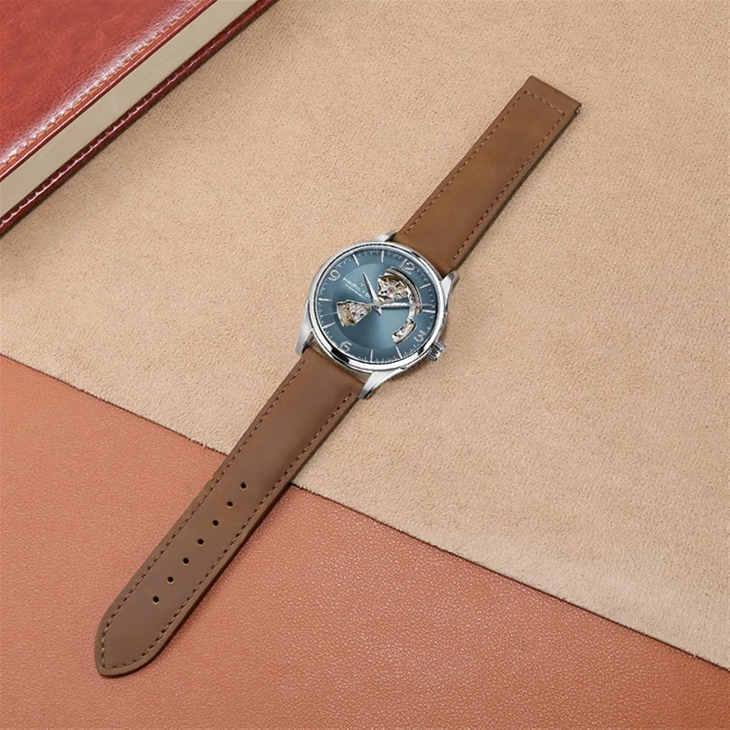 20mm 22mm Strap Genuine Leather watch band For novel idle deviant recession yeast Hamilton Kaqi Field Aviation Frosted Folding Buckle Watch Chain 