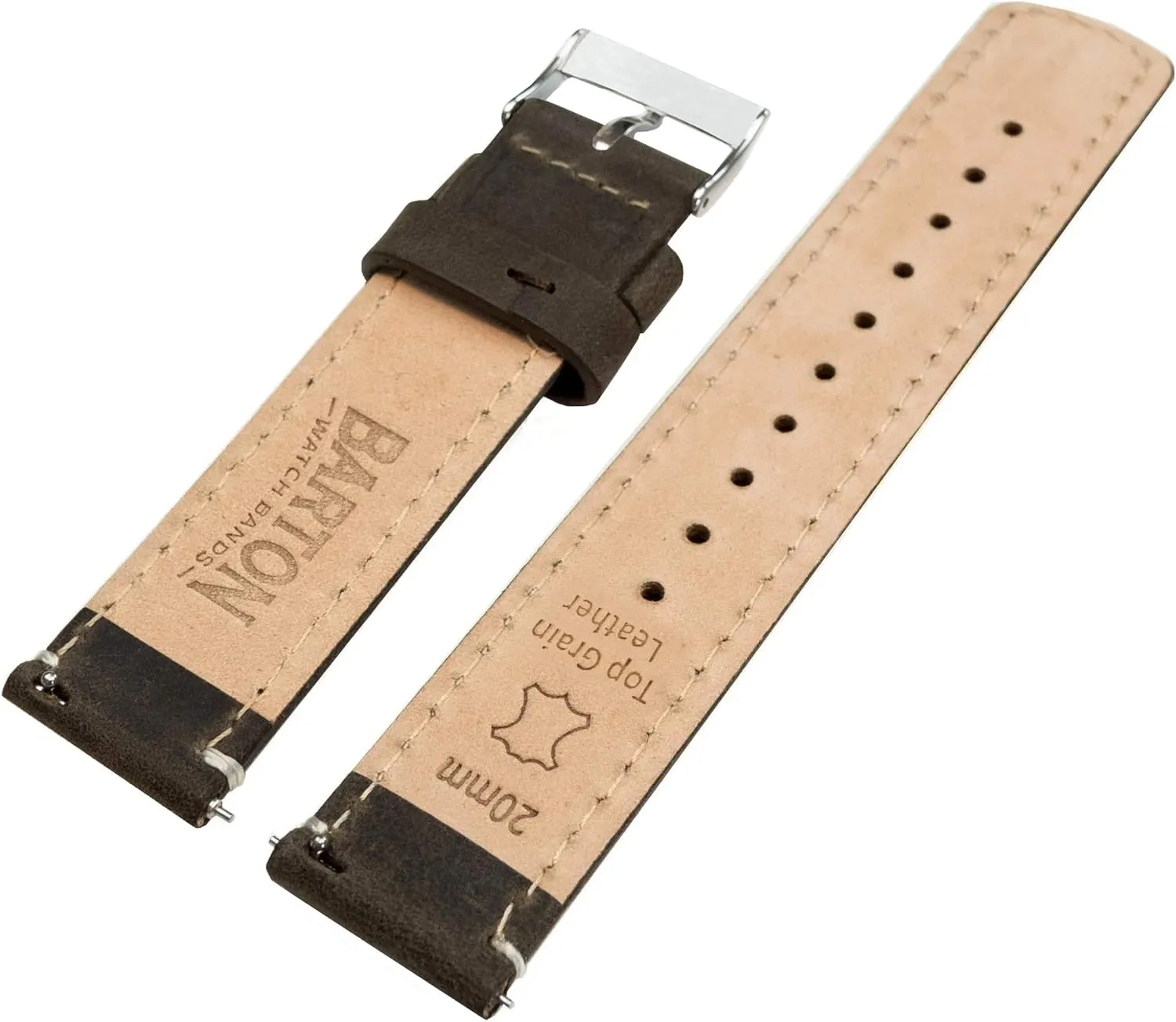 21mm 22mm, 23mm or 24mm Barton Quick Release robust citizenry disgust - Top Grain Leather Watch Band Strap - Choice of Width - 16mm, 18mm, 19mm, 20mm, 