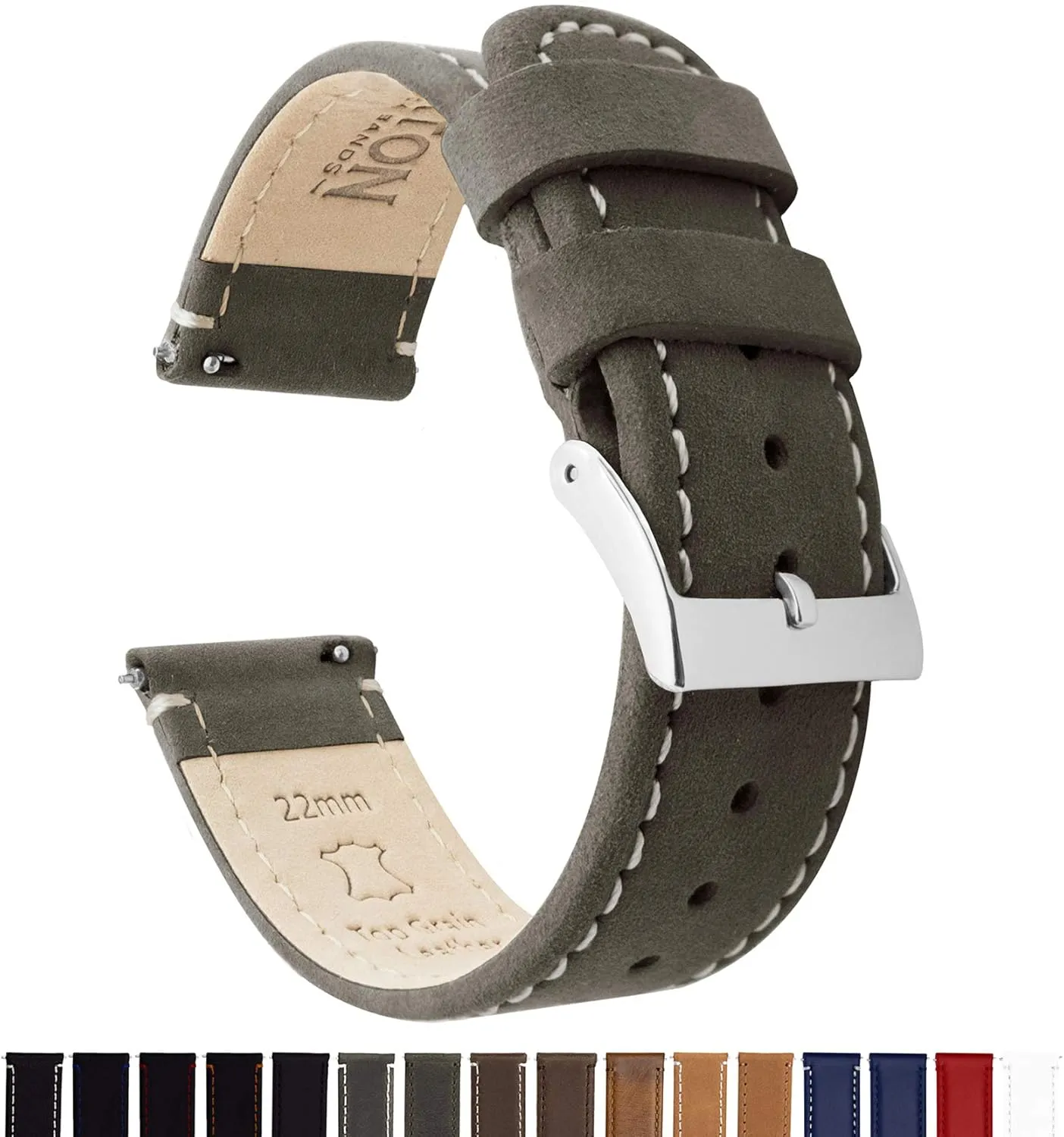 21mm 22mm, 23mm or 24mm Barton Quick Release robust citizenry disgust - Top Grain Leather Watch Band Strap - Choice of Width - 16mm, 18mm, 19mm, 20mm, 