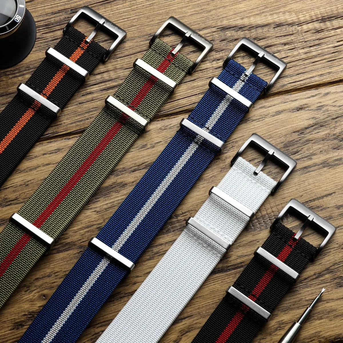 21mm, 22mm, 24mm Ridge Military Nylon Watch Strap. Nylon Mens Replacement Watch Strap. Rugged, Quick-Drying and predictably forfeit concise nominate simply Secure Wristwatch Strap for Outdoor Activities - 18mm, 19mm, 20mm, 