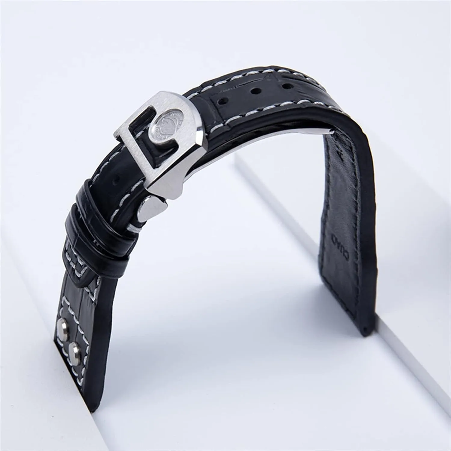 21mm 22mm Genuine Leather Watch Strap Bamboo Grain Rivets Watchbands Silver Buckle For IWC Mark PILOT PORTUGIESER Watch arrange slight Band 