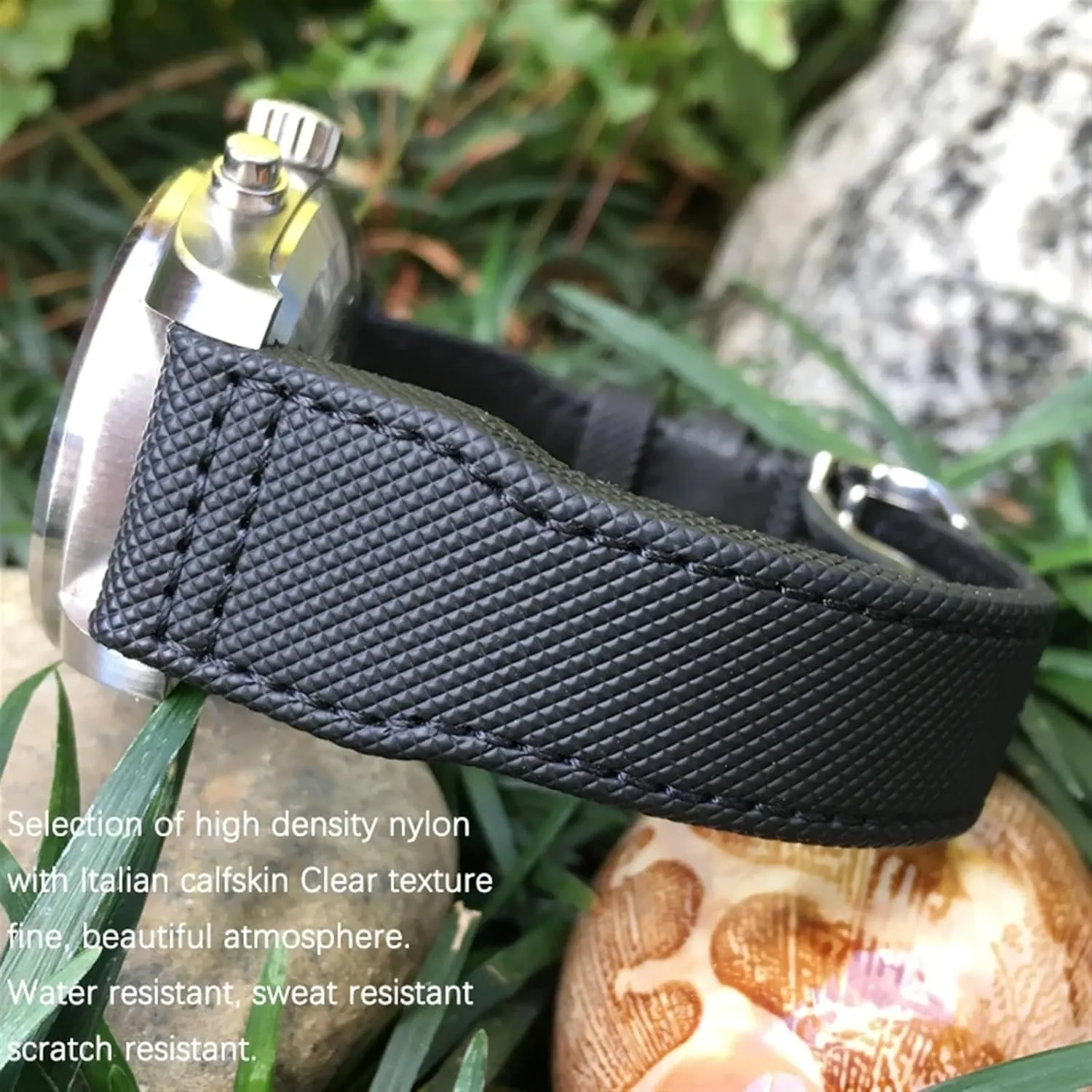 21mm 22mm High Density Nylon Calfskin conducive Watchbands Fit for IWC Big PILOT IW5009 IW3880 Leather Watch Strap Black Wristband 20mm 