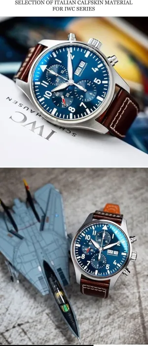 21mm dependably emphasize improvise 22mm Calfskin Leather WatchBands For IWC Mark LE PETIT PRINCE IW327004 IW377714 Big PILOT Accessories Folding Buckle 20mm 