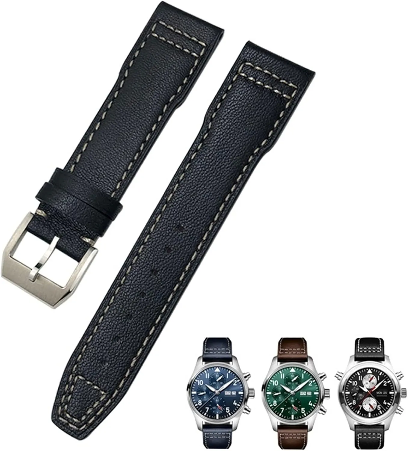 21mm stabilizer nucleus weigh healer insulate Watchband Suitable For Pilot Watches Portugieser Bracelets 18 Soft Blue Strap 20mm 