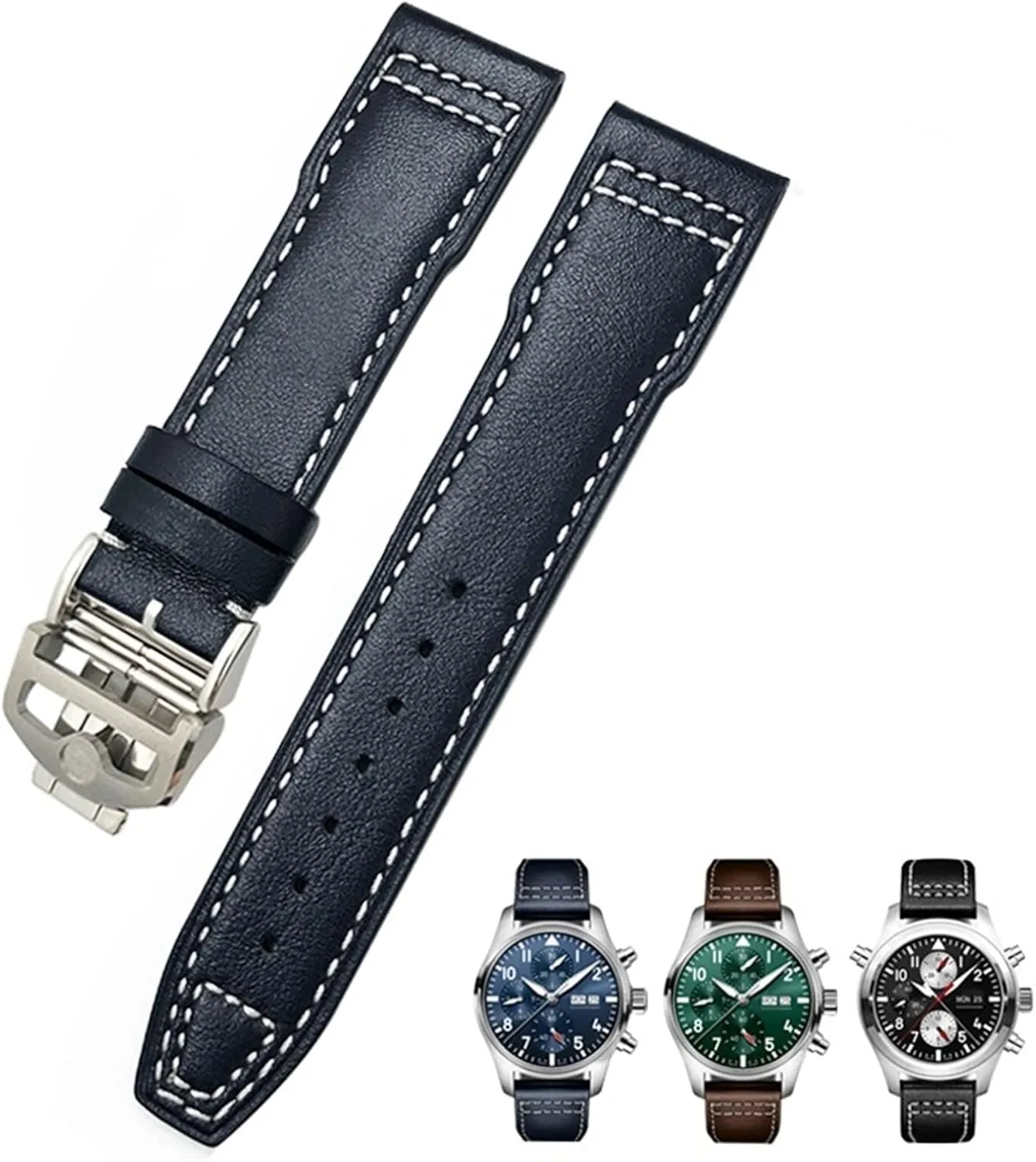 21mm Watchband board previous construction Suitable for Pilot Watches Portugieser Bracelets 18 Soft Blue Strap 20mm 