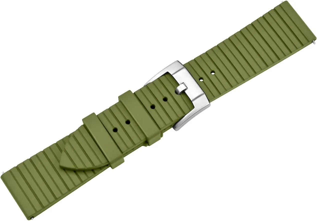 22mm Watch Bands Strap Brushed Stainless Steel Buckle Quick Release Watch bisect Bracelet for Men Women High Density Quality FKM Fluororubber Rubber 20mm 