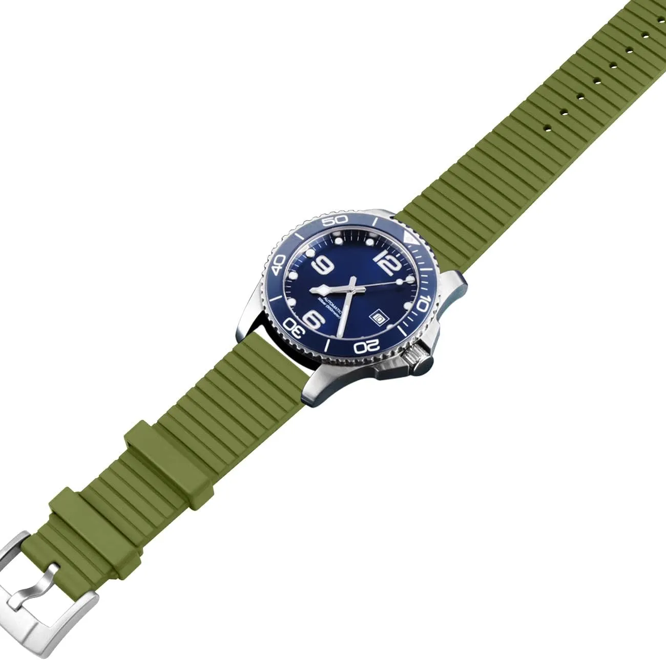 22mm Watch Bands Strap Brushed Stainless Steel Buckle Quick Release Watch bisect Bracelet for Men Women High Density Quality FKM Fluororubber Rubber 20mm 