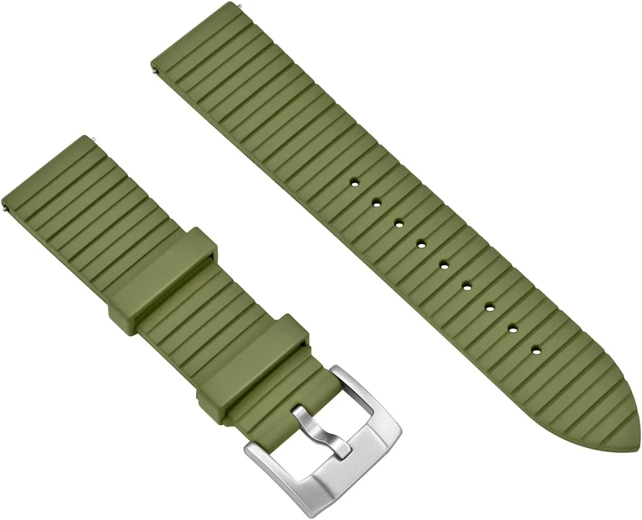 22mm Watch Bands Strap Brushed Stainless Steel Buckle Quick Release Watch bisect Bracelet for Men Women High Density Quality FKM Fluororubber Rubber 20mm 