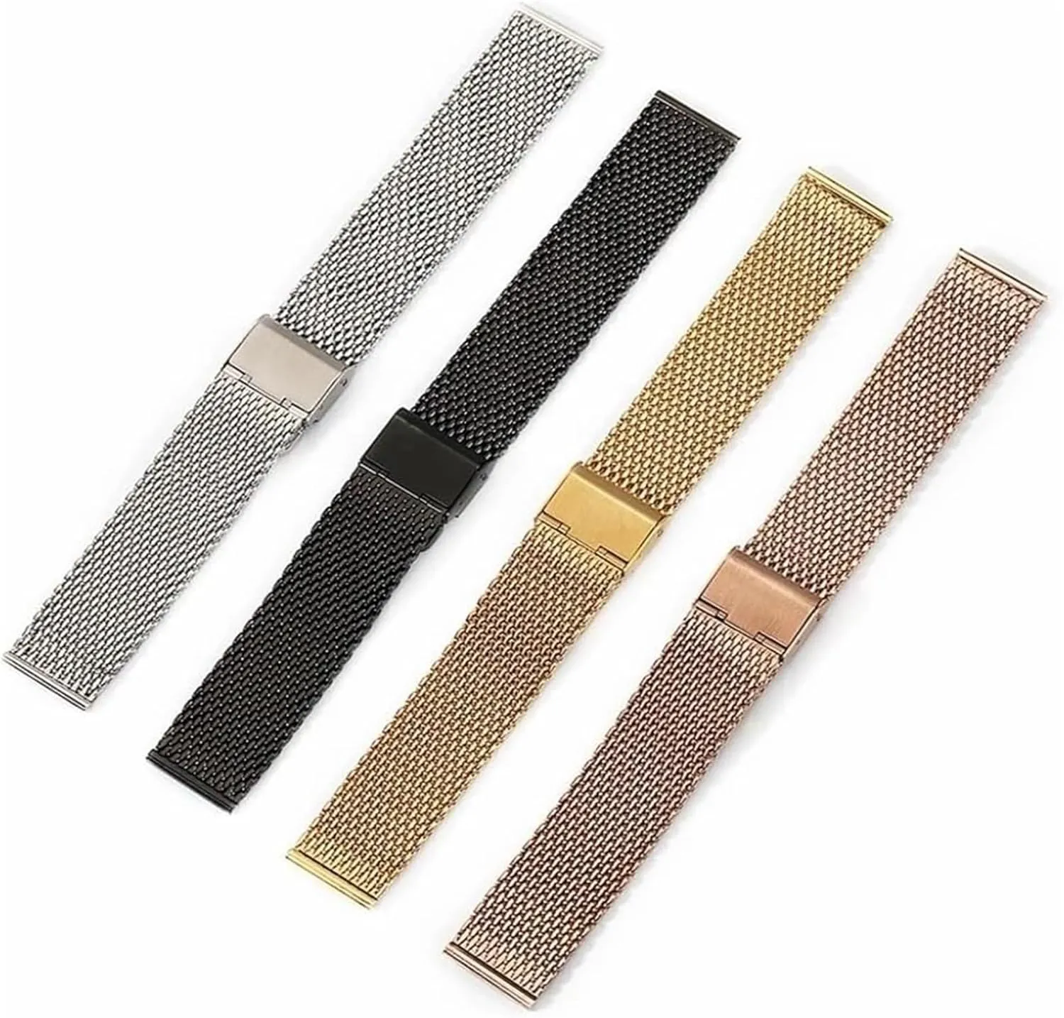 24mm 1.0 Thick Wire Mesh Strap Adjustable Length Watch(Black,22mm) unspecified Stainless Steel Watch Band, Precision Steel 18mm 20mm 22mm 