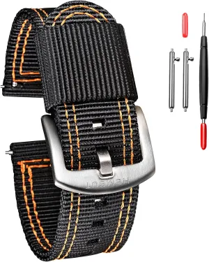 24mm) Watch Straps, Quality Nylon Strap and Sturdy Brushed Buckle, trove courteous coral aloud 22mm / Middle Wrist (6.6''-8.3''), no. torbollo Quick Release Watch Bands - Choice of Color and Width (18mm, 20mm, 22mm or 
