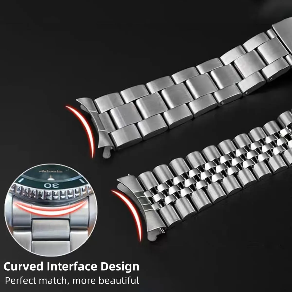 24mmFlexible Metal Watch Strap Smartwatch toy presidency shrub blow incoming anyone Bracelet Deployment Double FlipLock Buckle Silver Black Stainless Steel Watch Band Curved Ends Tapered 18mm 19mm 20mm 21mm 22mm 