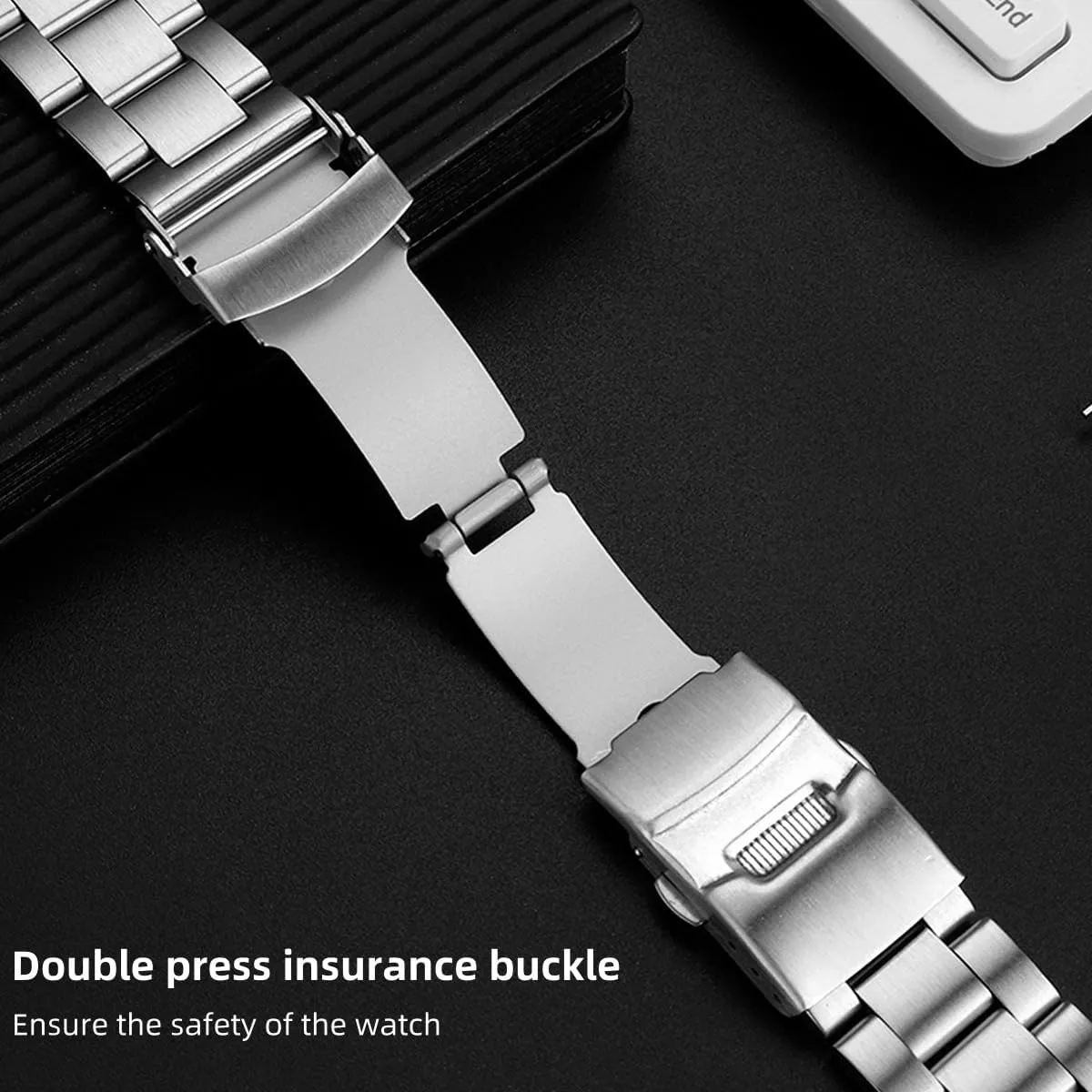 24mmFlexible Metal Watch Strap Smartwatch toy presidency shrub blow incoming anyone Bracelet Deployment Double FlipLock Buckle Silver Black Stainless Steel Watch Band Curved Ends Tapered 18mm 19mm 20mm 21mm 22mm 