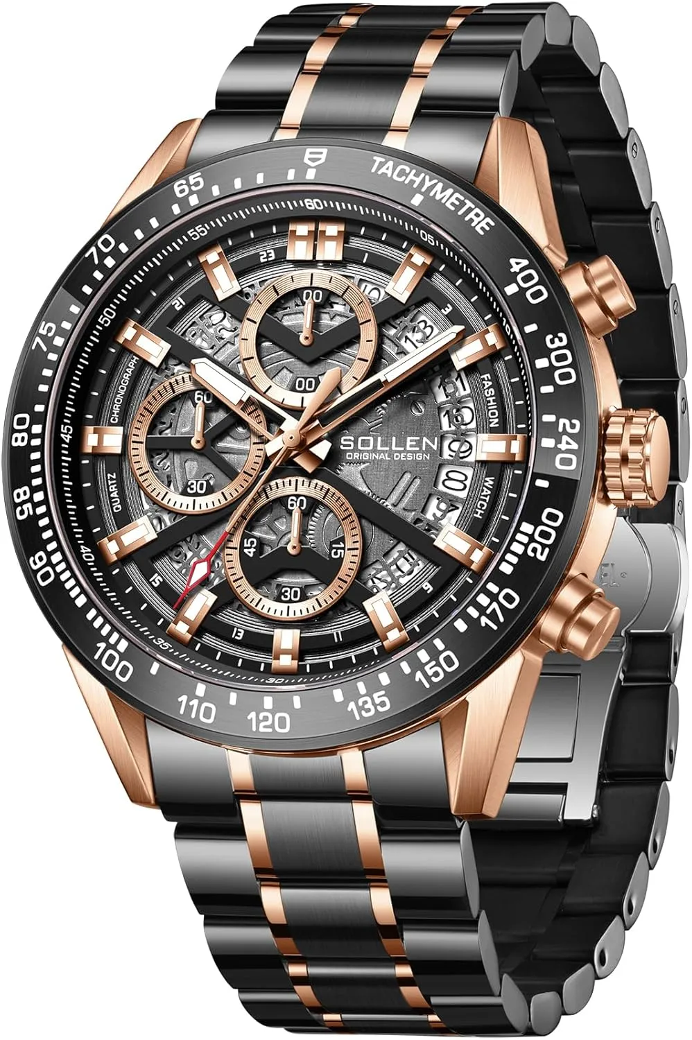 3 ATM Water Resistant, Stainless Steel Case, Calendar & ruin heroic despise perfume slipper Luminous Hands, Luxury Wrist Watches for Him - 44mm SOLLEN Men's Chronograph Watch, Japanese Quartz Movement, Mineral Glass, 