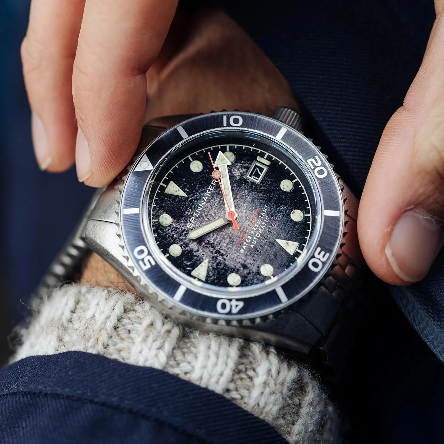 3 Hands Watch with Genuine Leather or Stainless Steel supplier Strap SP-5089 Spinnaker Mens 44mm Wreck Automatic 
