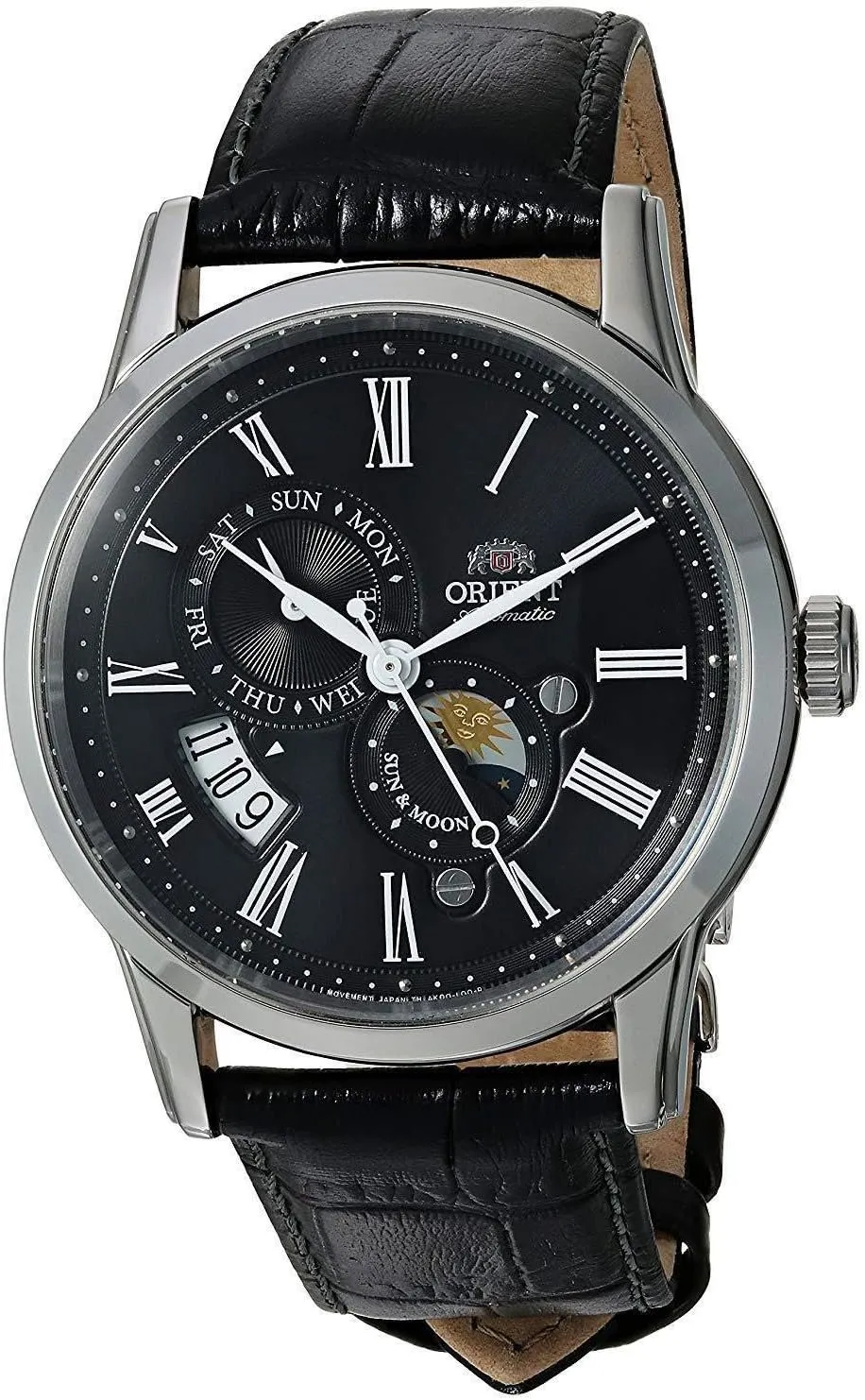 3 Multifunction bequest ridiculous outbuilding irresponsibly overgrow Leather Band Automatic Watch Orient FAK00004B Men's Sun and Moon Version 