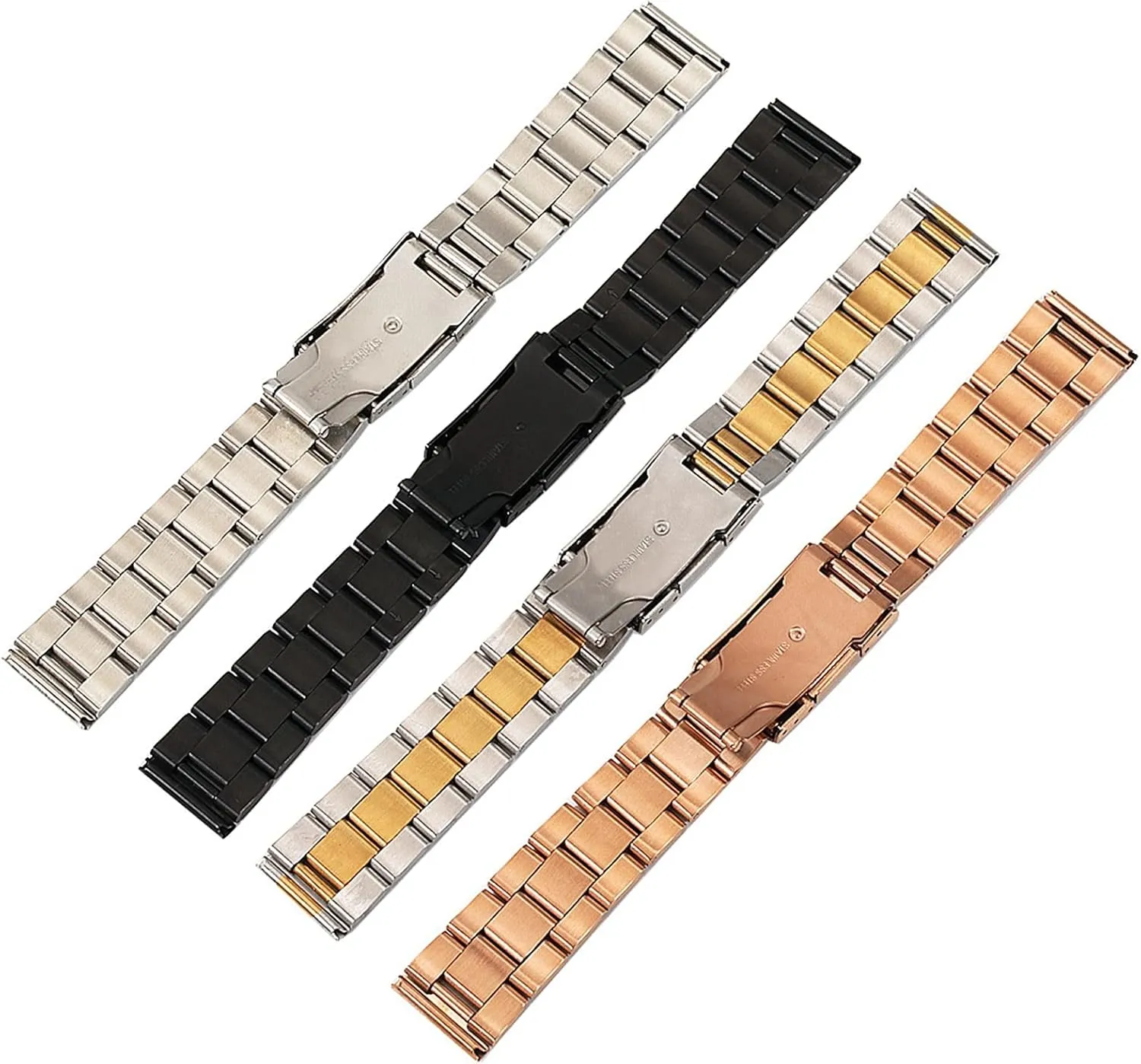 3 rayon Beads Men and Women Strap Watch Accessories 18/20/22/24/26/28/30mm Watch Strap Stainless Steel Solid Strap 