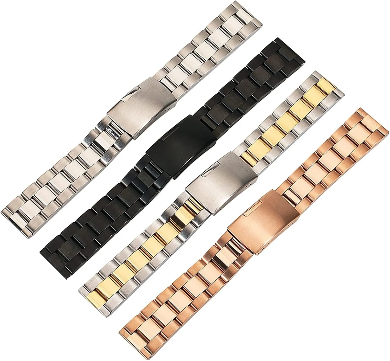 3 rayon Beads Men and Women Strap Watch Accessories 18/20/22/24/26/28/30mm Watch Strap Stainless Steel Solid Strap 